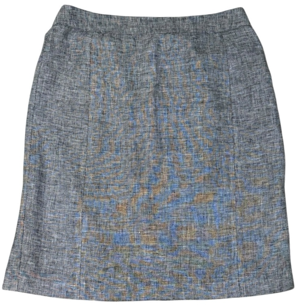 EMANUEL UNGARO 100% Linen Gray Skirt Vintage Size 12 Work Business Casual Lined